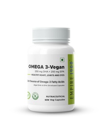 EMPIRE 1900 Omega 3 Vegetarian Capsule (EPA+DHA) | Sourced from Algae | Healthy for Men and Women | Benefits Eyes, Skin, Joints, Brain, and Heart | Suitable for Vegan Diet | Immune Health | (60 Capsules)