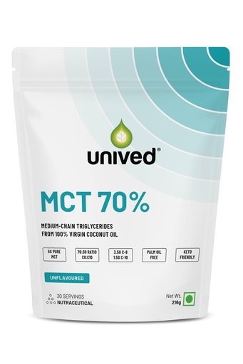 [BRSW2Y34CUHGGHY2] Unived MCT 70% | Medium Chain Triglyceride Oil Powder | Clean Energy Fuel | Pure MCT 5g with C-8: 3528mg & C-10: 1512mg in a 70:30 ratio | Keto Friendly | 30 Servings