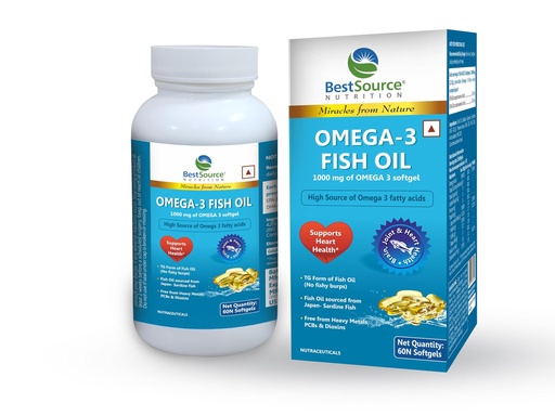 [BRSWIHIMCZ4RG3DK] BestSource Omega 3 Fish Oil 1000mg TG Form, EPA DHA, No Burps, 60 Softgels
