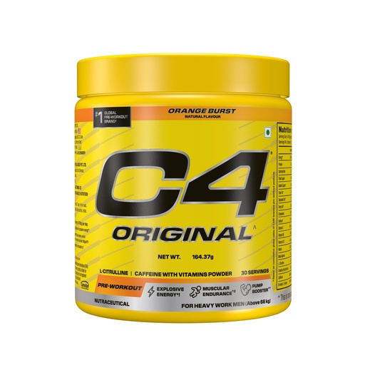 [BRSRGGAFDEFGOFY6] C4 Original Pre Workout Powder (Orange Burst), 200mg Caffeine Anhydrous with CarnoSyn® Beta-Alanine, L Citrulline, & Creatine HCL, Preworkout Powder for Men & Women, 30 Servings,164gm