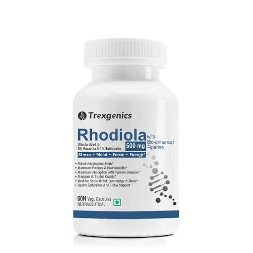 [BRSWYEABDJ7AO234] Trexgenics Rhodiola Rosea Standardized 500mg Premium Adaptogen Complex with Piperine (60 Veg.Capsules) (1)