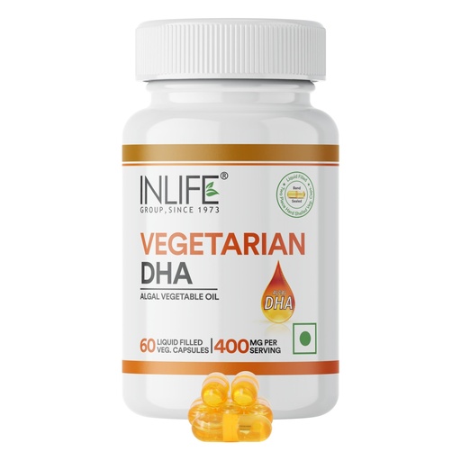 [BRSWGFAZOQIAKETH] INLIFE Algal Oil DHA 400mg Supplement, Plant Based Omega 3, 60 Veg Caps