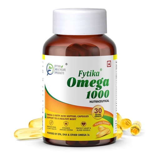 [BRSRAZY3A4IG223B] Fytika Omega 1000-30 Softgels (pack of 1) | Fish Oil Omega3 1000 mg| Omega3 fatty acids,EPA & DHA| For Heart, Brain, Joint & Muscle Support| Omega 3 Capsule For Men & Women