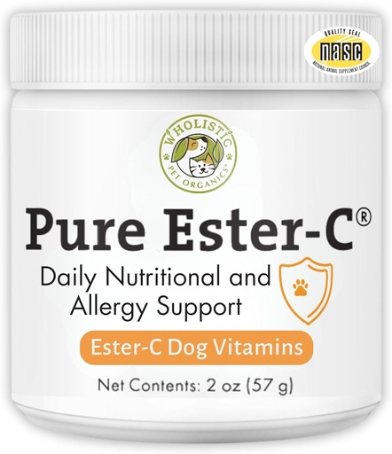 [BRSWIYIICUHBWDL2] WHolistic Pet Organics Pure Ester- C Powder for Dogs - 2 Oz - Alternatif Sehat untuk Dog Allergy Chews - Vitamin C Suplemen untuk Bantuan Alergi Anjing, Dukungan Immune, Itch Relief untuk Anjing - dibuat di Amerika Serikat
