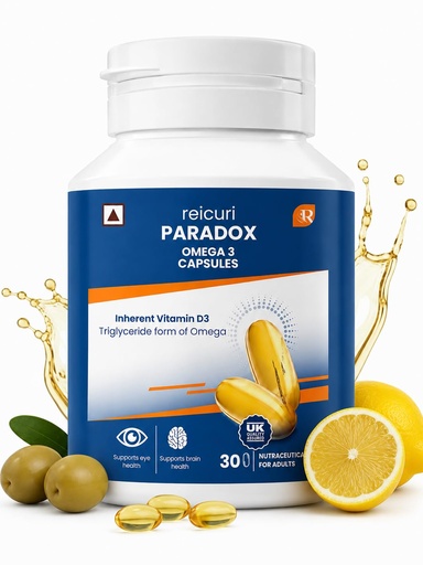 [BRSROZQCDEMRY3DK] Reicuri Omega-3 Capsules | Advanced Omega-3 Fatty Acids 300mg (EPA 160mg & DHA 105mg) with Vitamins C, D3 & E | 5-in-1 Support: Heart · Brain · Eyes · Bones · Immunity | 30 Capsules