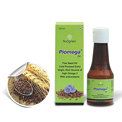[BRSWGBI2CMPB4YDD] Nucgnex Piomega Flaxseed Oil | Cold-Pressed | 4:1 Omega Ratio | Plant-Based Omega-3 (ALA) for Vegans | Supports Heart, Skin & Hair | For Salads, Cooking & Daily Use | Non-GMO | 100ml