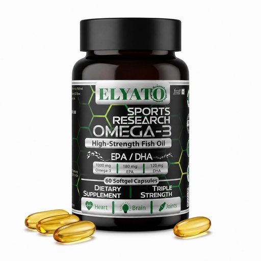 [BRSRACQCBMPRA3LV] Omega 3 Fish Oil 1000mg | 180mg EPA + 120mg DHA | 60 Softgel Capsules for Heart, Brain & Joint Health