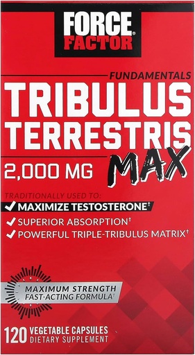 [BRSRMZ34BYMRSEIZ] FORCE FACTOR Tribulus Terrestris Max для мужчин, тестостерона бустера и мужской жизненной силы, для высшей абсорбции, 2000 мг, 120 капсул
