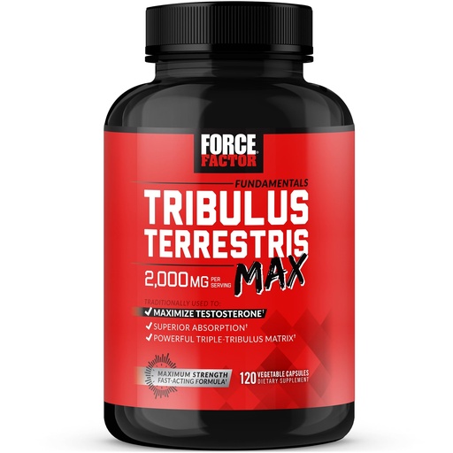 [BRSRMZ34BYMRSEIZ] Force Factor Tribulus Terrestris Max for Men, Testosterone Booster and Male Vitality Supplement, for Superior Absorption, 2000mg, 120 Capsules