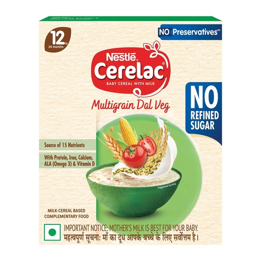 [BRSRAAIKAAPRMEI4] Nestlé CERELAC Baby Cereal Multigrain Dal Veg, No Refined Sugar STG-4, 300g