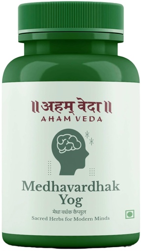 [BRSREGL2BN5R6233] Ayurvedic Brain Tonic Capsules for Memory, Focus & Mental Wellness | Brahmi + 5 potent Medhya Rasayana Herbs | 100% Herbal, Non-Habit Forming | 60 Veg Capsules, by AhamVeda