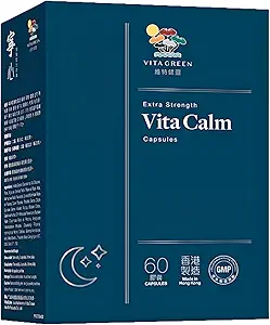 [BRSWGFAZOR7ROFLO] Vita Calm Sleep Aid (寧心) – Natural Herbal Supplement with Lingzhi Mushrooms – Supports Relaxation and Better Sleep – Non-Addictive Formula for Stress Relief and Improved Sleep Quality – 60 Capsules