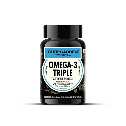 [BRSW2BINA55QIE3B] Curegarden Omega-3 Fish Oil Triple Strength 2500mg Softgels, 60 Count