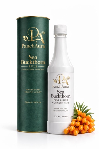 [BRSRGBD5CEFGAFY3] PanchAura Himalayan Sea Buckthorn Juice Pulp Concentrate 300 ML | Cold Pressed from Ladakh Berries | Natural Vitamin C, Omega 3-6-7-9 & Antioxidants | Supports Immunity, Skin Glow & Gut Health (300 ML, 1)