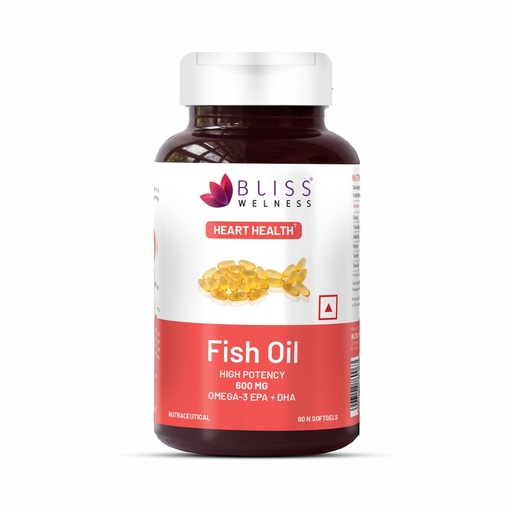 [BRSWYAIEAAARAA3B] Bliss Welness Omega 3 Fish Oil Gold | Cold Pressed Arctic Sea Anchovie Fish Omega3 Oil 2000 mg EPA 360 mg DHA 240 mg | Brain Heart Eye & Joint health for Men & Women - 60 Softgel Capsules, 120 grams