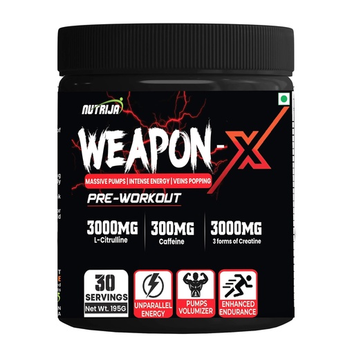 [BRSROHQTCMFQOFIV] NutriJa Weapon-X Pre-Workout Powder with 20 Active Ingredients -3 Best forms of Creatine, AAKG, Beta-Alanine, Caffeinated | Pumps, Viens Popping, Energy, Focus & Strength (30 Servings (Lychee))