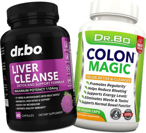 [BRSW2HYTCMIGC33F] Lever & Colon Cleanse Detox Support - Natural tarmrenser piller til intestinal Bloating & Daglig Forstoppelse Relief - Mælk Thistle Mælkebøsning Caps & Støtte Gallblære Kosttilskud