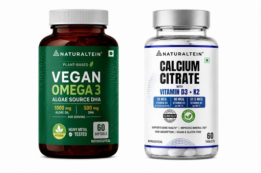 [BRSRYFIOAQGQOE37] Naturaltein Vegan Omega-3 & Calcium Wellness Duo | Plant-Based Bone Support