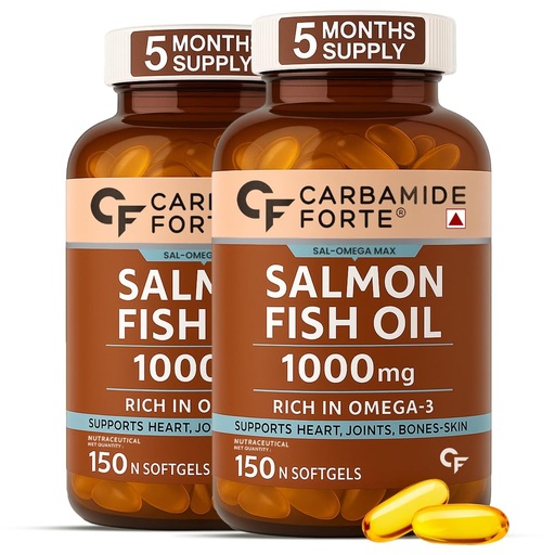 [BRSRAFQ5CQIAACL7] Carbamide Forte Salmon Fish Oil Omega 3 Capsule 1000 mg - Pack of 300 Softgel Capsules