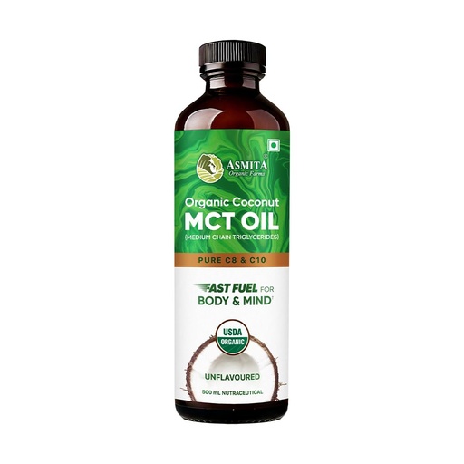 [BRSRAZYKC4CR4HTL] MCT Oil 500ml | Pure C8 & C10 | Keto & Paleo Friendly | Organic | Sourced from Coconuts | Unflavored Oil that helps Supports Brain Function & Instant Energy | Pack of 1