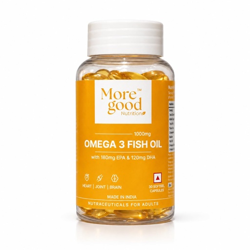[BRSRYYYBPMCRSDT7] Omega 3 Fish Oil Capsules 1000mg with 180mg EPA and 120mg DHA MoreGood Nutrition Heart Brain and Joint Support Supplement for Adults 30 Softgel Capsules