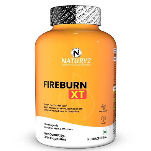 [BRSRGHQ3OEBAKE3X] NATURYZ FIREBURN XT Advanced 7X Multi-Action Thermogenic Burner for Men & Women | Clinically researched ingredients Green Tea Extract, Capsimax®, Chromium, Caffeine, L-Theanine & Black Pepper | Supports Metabolism, Thermogenesis, Appetite Control & Energy | Weight Management Formula | 30 Veg Capsules