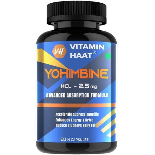 [BRSROEAOO4GREHIZ] Yohimbine Hcl 2.5mg | Pre workout Supplement for Men and Women | Weight Loss Products | Belly Fat Burner | Pharmaceutical grade | 60 Capsules by VitaminHaat