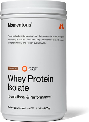 [BRSW2FD3OIGW2YLV] Momentous Essential Grass-Fed Whey Protein Toz - 20 g Whey Isolate Protein - NSF İdman üçün Sertifikatlaşdırılmış - Gluten-Free - 24 Essential Daily istifadə üçün təchiz edilmişdir - Chocolate - Paket May Vary