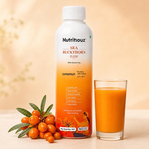 [BRSREHY3O55WK2T4] Himalayan Seabuckthorn Elixir (Juice) – 300 ml | Cold-Pressed Sea Buckthorn Pulp | Rich in Natural Vitamin C, Omegas 3, 6, 7 & 9 | Antioxidant-Rich Herbal Juice for Immunity, Heart Wellness, Skin Radiance & Digestive Health