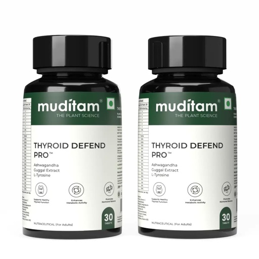 [BRSREBL5DJYG2FDZ] Muditam Ayurveda Thyroid Defend Pro – 60 Tablets (Pack of 2) | Supports Thyroid Balance, Metabolism & Energy | With Ashwagandha, Iodine & Selenium