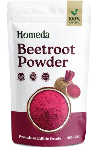 [BRSREBT2OUAWYYI6] Homeda Organic Beetroot Powder for Drinking, Face Pack, Hair (100g) Beet Root Supplement for Eating | 100% Pure & Preservative-Free