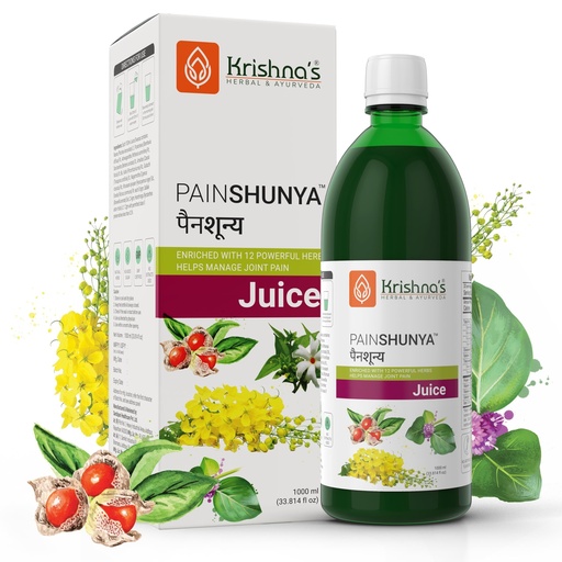 [BRSRECACAQGRYCT2] Krishna's Painshunya Juice – Enriched With 12 herbs - Ayurvedic Herbal Juice for Joint Pain Relief & Body Comfort - 1000 ml
