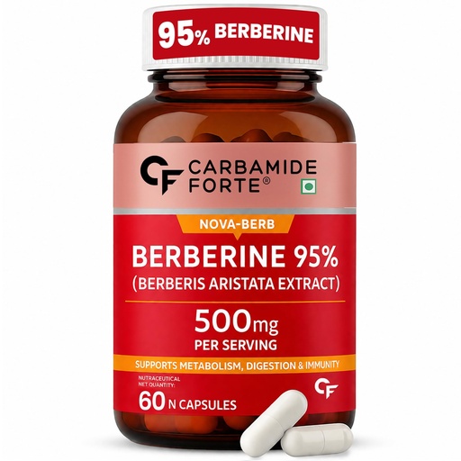 [BRSRAFI5OYHGA23L] Carbamide Forte Berberis Berberine 95% with Milk Thistle & Cinnamon | Berberine Capsules 500 mg | 60 Veg Capsule