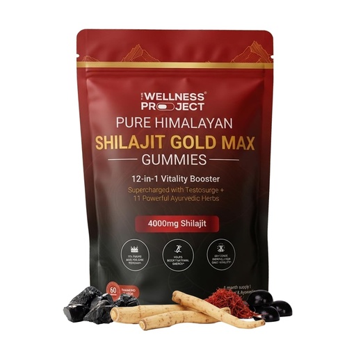 [BRSREAICC4CQYC3D] The Wellness Project 12-in-1 Shilajit Gold Max Gummies| 4000mg Pure Himalayan Shilajit, Saffron, Tongkat Ali, Ashwagandha, Maca Root, Gokshura| Fulvic Acid & Trace Minerals| No Added Sugar| 60 Gummies