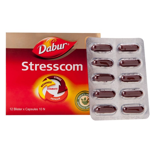 [BRSWIGD6OMIW2C3Y] Dabur Stresscom Ashwagandha - 120 Caps (10 Caps X 12 Strips)