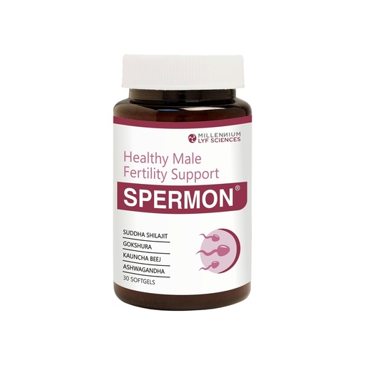 [BRSRGAQYAQIGKALG] Spermon Softgels For Healthy Male Fertility Support | Enhances Sperm Count and Motility | Suddha Shilajit, Gokshura, Kuanchabheej, Ashwagandha, Safed Musli, Salam Misri, Musk Dana | 30 Softgels