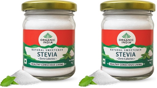 [BRSRYZY3PMBQIDIV] A TATA Product – Organic India Stevia Powder – 75g | Plant-Based Natural Sweetener | Zero Calories | Sugar-Free | Low Glycemic Index (Pack of 2)