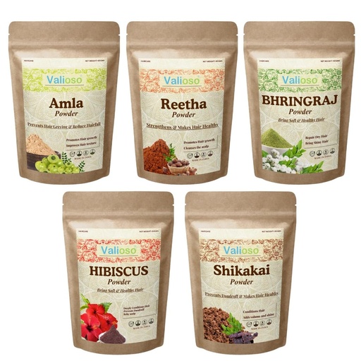 [BRSRAAI2DEIROEL2] Amla, Reetha, Shikakai, Hibiscus And Bhringraj Powder for Hair Growth 50 Gms Each Combo (Pack of 5)
