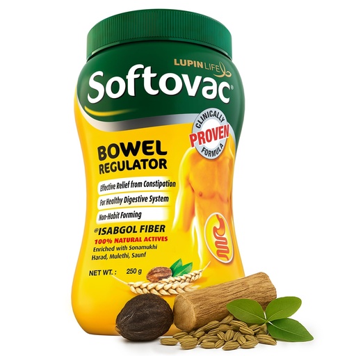 [BRSWGHAKOAFRSCT7] Softovac Isabgol Fiber Plus+ Natural Actives 250g | Psyllium Husk | Complete Relief from Constipation | Gentle on Stomach, Boosts Gut Health - Natural Bowel Regulator for Adults