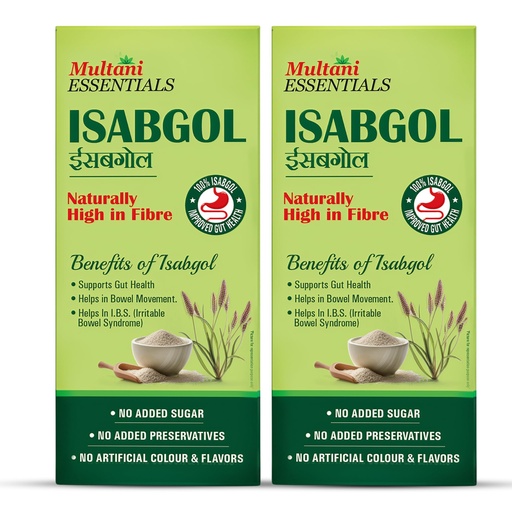 [BRSREHYPO57BQADX] Multani Essentials Isabgol | Psyllium Husk Powder - 100gm (Pack of 2) | For Gut Health And Irritable Bowel Syndrome | Effectively Relieves Constipation | Fibre Supplement For Digestion | Chemical Free | No Added Sugar Or Artificial Flavour