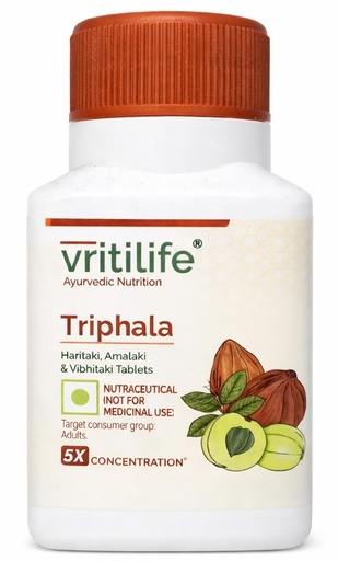 [BRSRGFD3CB6RAHLH] Triphala Tablets, Haritaki Amalaki Vibhitaki, 5X Concentration, Ayurvedic Nutrition, Adults By Grow Key