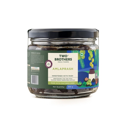 [BRSW2YYYO4BBMCDF] Two Brothers Amlaprash (300g) | Sugar Free Ayurvedic Chyawanprash with Amla| Glyphosate free | Made with Desi Gir Cow Cultured Ghee | Natural Immunity Booster | Antioxidant-Rich| Natural Vitamin C Supplement