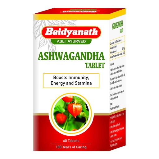 [BRSWYBD5DEAQM2AY] Baidyanath Asli Ayurved Ashwagandha Tablet | Immunity Booster | Antioxidant | Rejuvenate Mind & Body - 60 Tablets