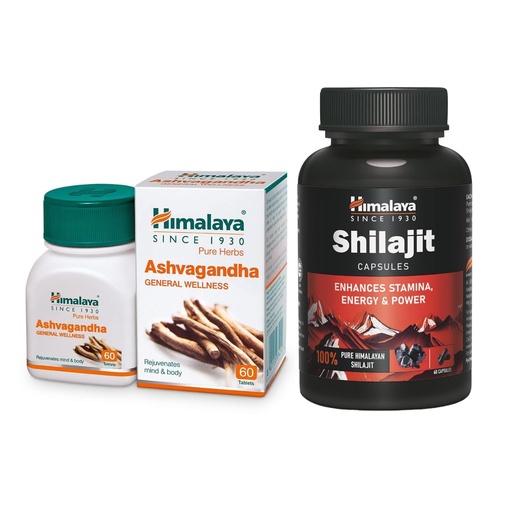 [BRSRAFIFBEFGGF33] Himalaya Shilajit & Ashvagandha Combo I 60 Capsules each| Enhances Stamina & Energy I Stress Relief | Rejuvenates Mind & Body