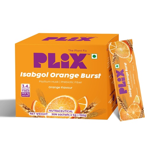 [BRSROAIHOZ7W2YDP] PLIX - THE PLANT FIX Isabgol Orange Burst| Improve Digestive Health And Gut Cleanse| Psyllium Husk Powder| No Added Preservatives OR Sugar| 30 Days Serving