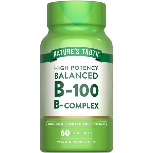 [BRSWGCT3OQCR6YI6] Nature's Truth Vitamin B Complex for Women and Men | 60 Capsules | High Potency B-100 | Vegan, Non-GMO & Gluten Free Supplement