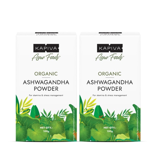 [BRSRAAT6BYFAOADL] Kapiva Organic Ashwagandha Powder 100g(Pack of 2) | Jaivik Bharat & USDA Organic Certified | Manages Stress & Improves Stamina