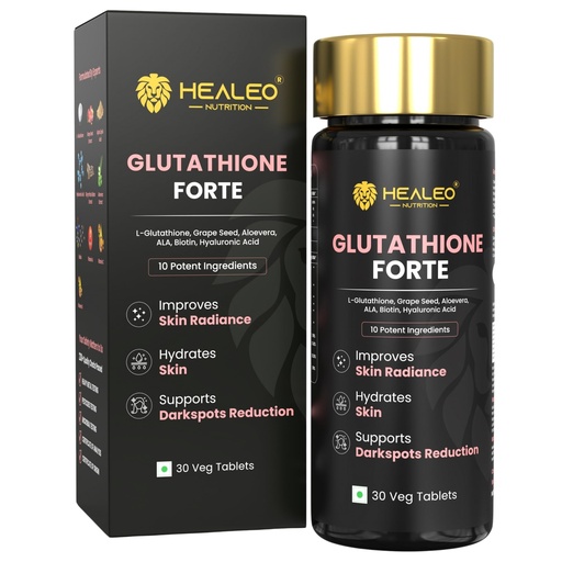 [BRSW2BA2CEJWOHL7] Healeo Glutathione Forte 1200mg with 99% Pure Glutathione, Hyaluronic Acid, ALA, Vitamin C, Aloe Vera For Glowing Skin - Acne Scar & Dark Spot Removal Supplement - Lab Tested - 30 Veg Tablets