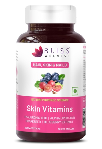 [BRSRMBQTOJ7GCFLA] Bliss Welness Skin Multivitamin with Biotin Hyaluronic Acid Alpha Lipoic Acid Vitamins & Minerals | Glowing Radiant Youthful Skin Supplement for Women & Men - 60 Vegetarian Tablets