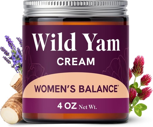 [BRSRAAIYPIPB62A6] Wild Yam Cream for Hormone Balance | 3450mg Wild Yam for Herbal Menopause & PMS Support | Enriched with Vitex, Black Cohosh, Lavender & More | Estrogen & Progesterone Free Balancing Cream | 4 Oz.
